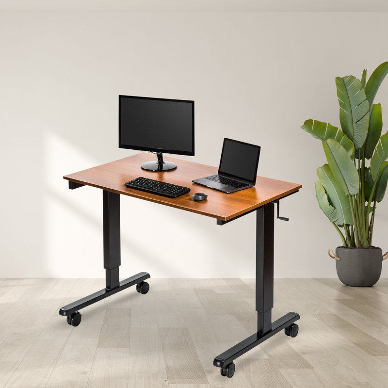 Bureau debout à hauteur ajustable Fontclair, H 32,5 po x l 47,25 po x P 29,5 po, Teck / Noir