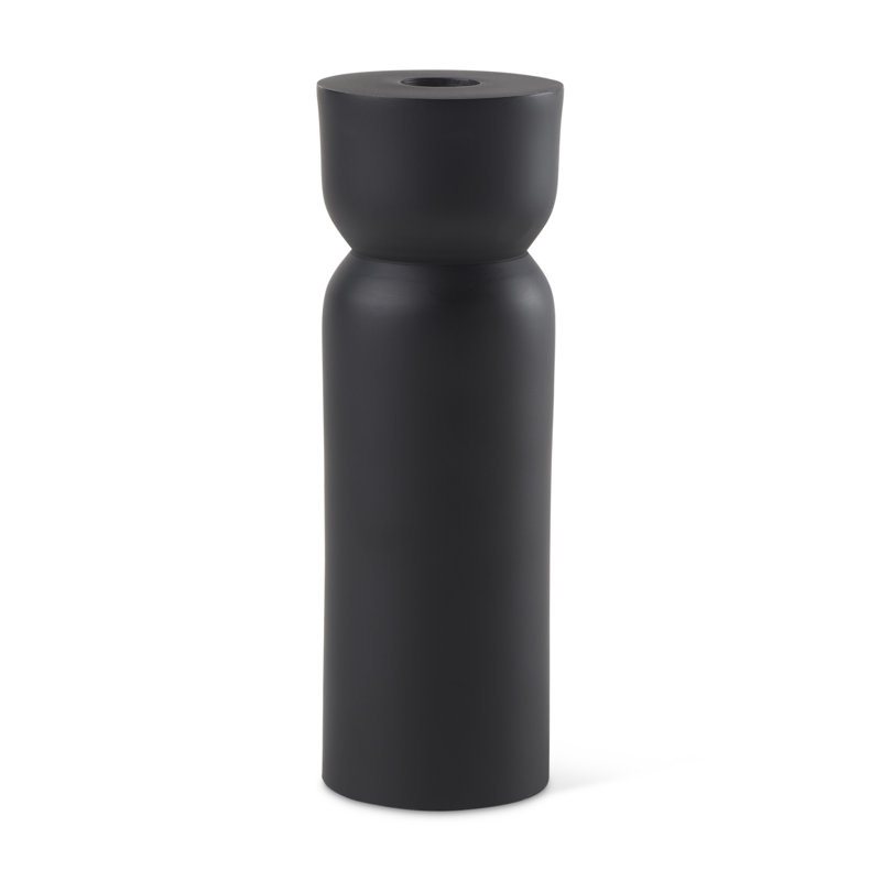 Bougeoir de table en métal, H 7,5 po x l 2,5 po x P 2,5 po, Noir