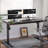 Tempered Glass Top Height Adjustable Standing Desk, Computer Desk with Drawer and USB Charge-1006698345-1008077176