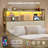Headboard with 3-Tier Storage Shelves, Velvet Upholstered Head Board with 2 Outlets, USB Ports & LED Light, Soft Backrest for Full Size Bed, White/Gold-984979042-989666311