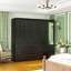 Armoire-penderie autoportante avec miroir, garde-robe noire moderne pour rangement