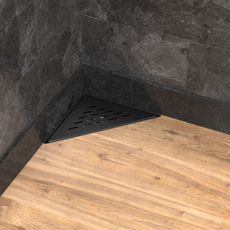 Drain de douche en coin 8 po avec crépine et crochet de levage - Drain en acier inoxydable moderne pour douches de salle de bain