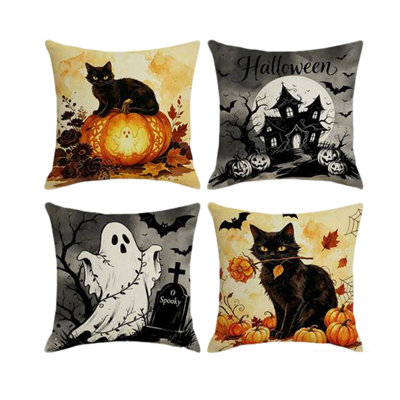 Halloween Pumpkin Pillow Covers Spooky Printed Cushion Cases Soft Decorative Throw Pillow Covers With Hidden Zipper