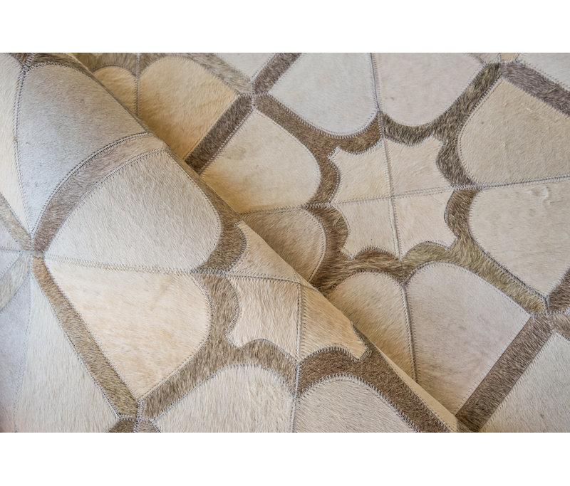 Natural Hide Cowhide Geometric Area Rug, Rectangle 13'6" x 17'6"