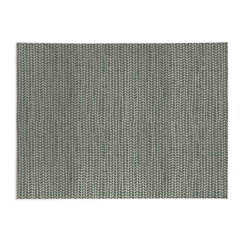 Chevron Feather Lightweight Non-Slip Kitchen Mat, Rectangle 4' x 6', Chimichurri