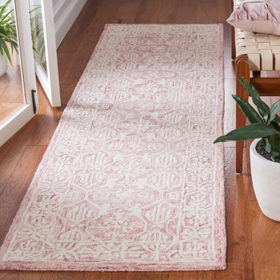 Kyndall Oriental Handmade Tufted Wool Pink/Ivory Area Rug