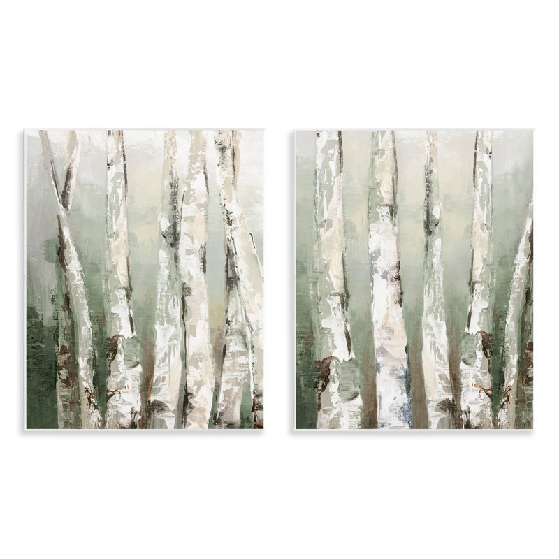 Ensemble de 2 plaques murales Organic Birch Forest Trees, design par Luna Mavis