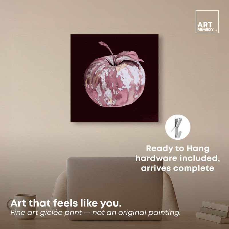 Décoration murale de cuisine « Pomme fragile » sur toile imprimée par Art Remedy, montée sur châssis, 40 x 40 cm