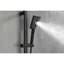 Douchette à main en acier inoxydable noir mat, barre coulissante de 28 pouces, boyau de 59 pouces, hauteur réglable, réglages de jet fonctionnels pour la détente et utilisation de chaise réglable avec plusieurs modes de bain,