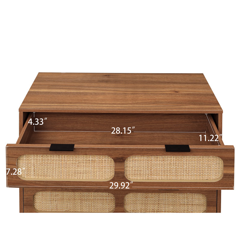 Table de chevet 3 tiroirs Crannell, Noyer