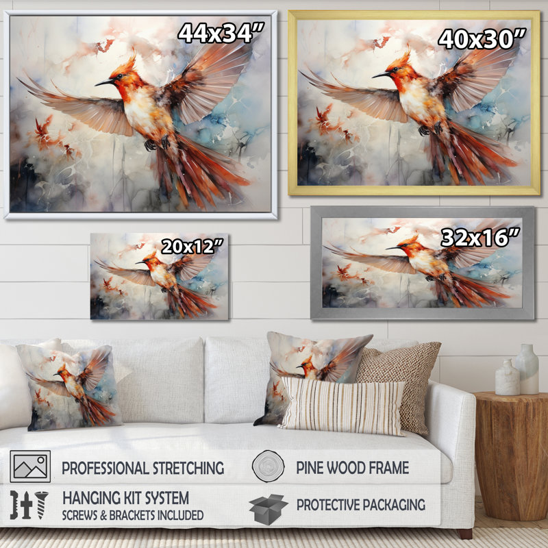 Bird Grace In Motion II - Animals Wall Art Prints, Cadre photo blanc, H 30 po x l 40 po x P 1,5 po
