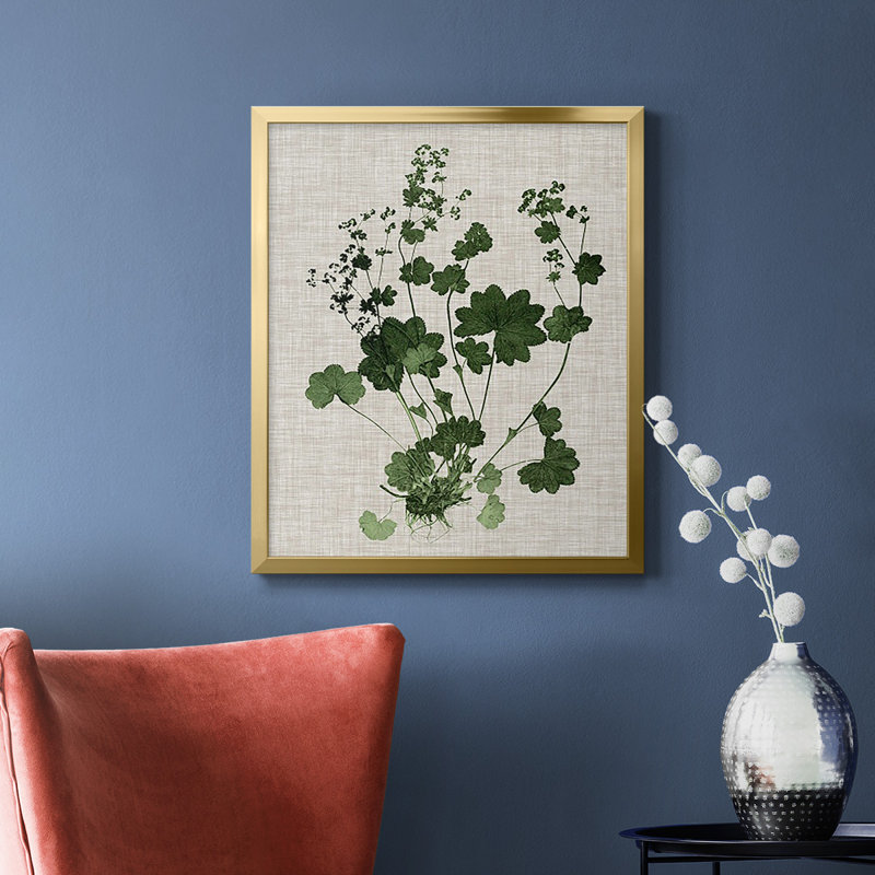 Toile encadrée de qualité supérieure «Forest Foliage on Linen III» - prête à être accrochée, Or, H 24 po x l 20 po
