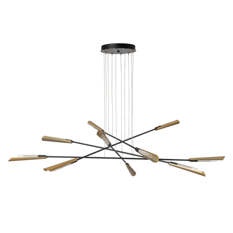 Flight 10-Light Pendant - Modern Brass - Black - Standard Overall Height, Bronze, 75", Oil Rubbed Bronze