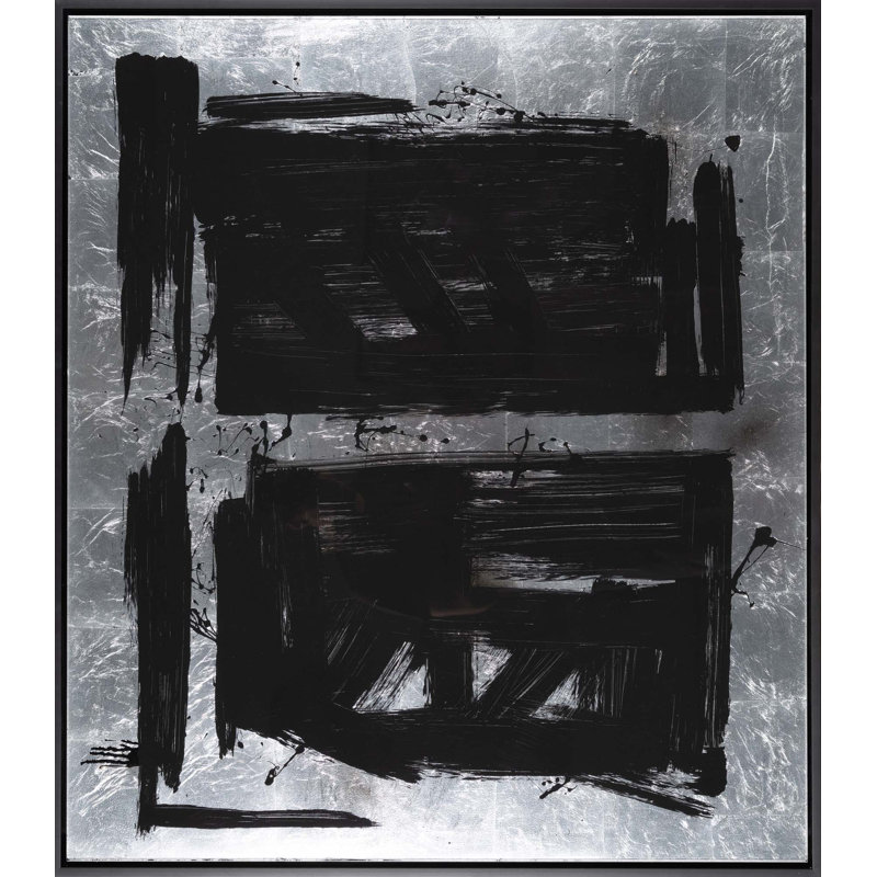 «Black & Silver Abstract 2» par Scott, H. - Peinture