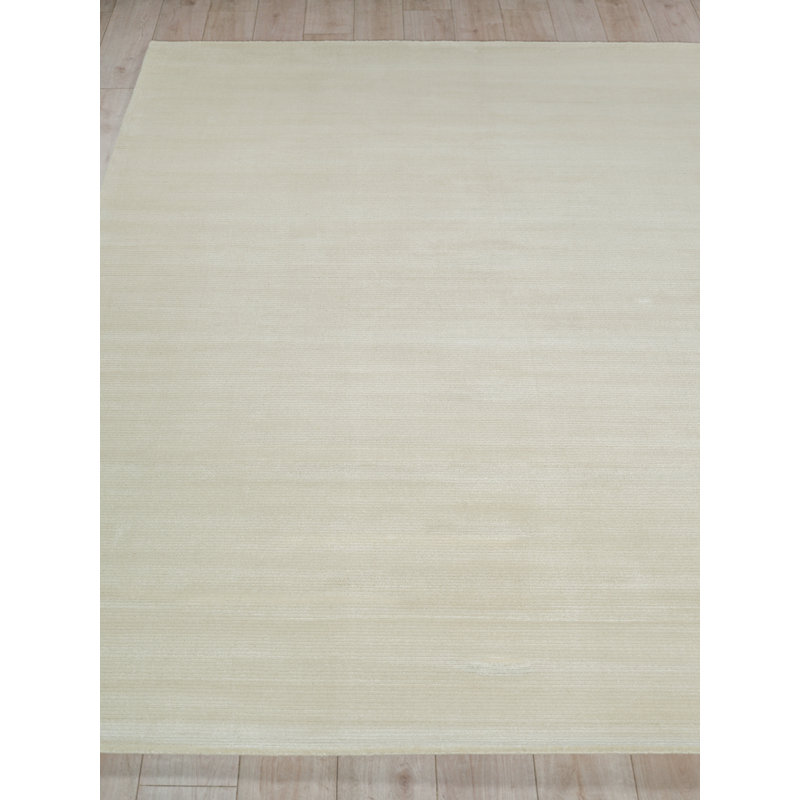 Pavia Modern Handmade Silky Nylon, Beige Area Rug, Rectangle 6' x 9'