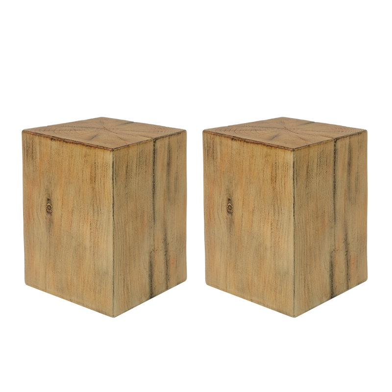 Table de bout en bois à colonne carrée MGO, Naturel, 18" H x 14.25" W x 14.25" D
