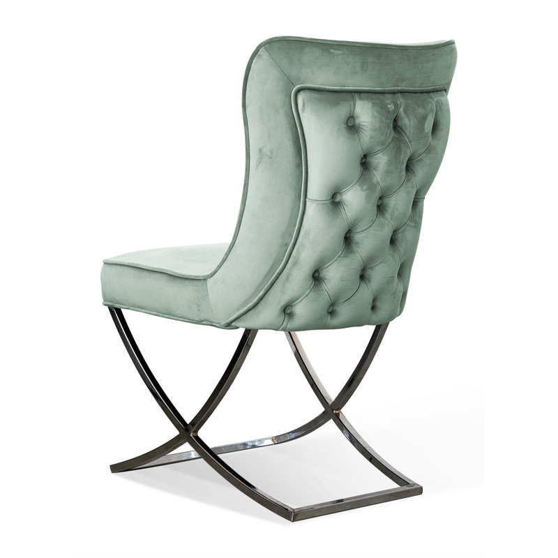 Gosnold 49 cm H Tufted Upholstered Velvet Cantilever Chair, Green