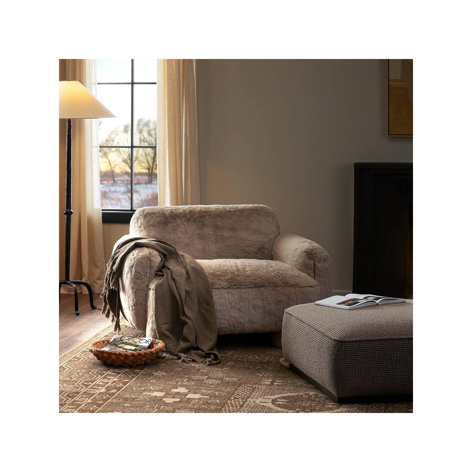 Gilson Upholstered Armchair, Camel Polyester