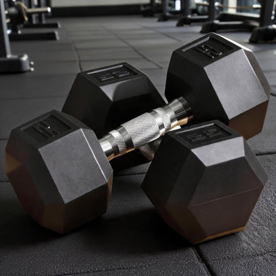 This Black Rubber Dumbbell Set Features A Hand Grip Design, Making It Suitable For Use At Home, In The Office, Or In The Gym, Catering To Various Fitness Training Needs.