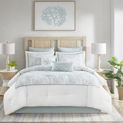 Édredon pour grand lit en coton - broderie, duveteux, thème plage 200tc