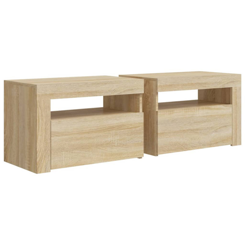 Aamirah 60cm W Manufactured Wood Bedside Table, Oak