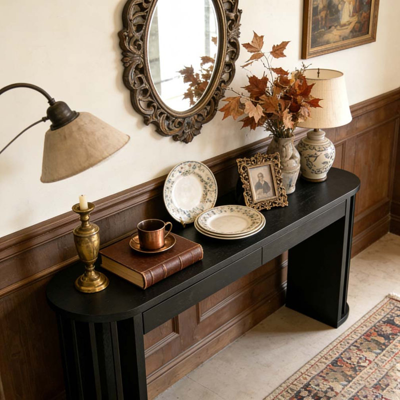 59-inch Long Console Table, Black