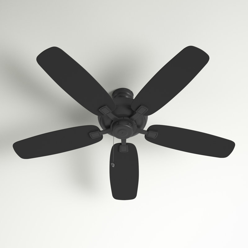 Midnight Black 52" Steel Ceiling Fan with 5 Blades