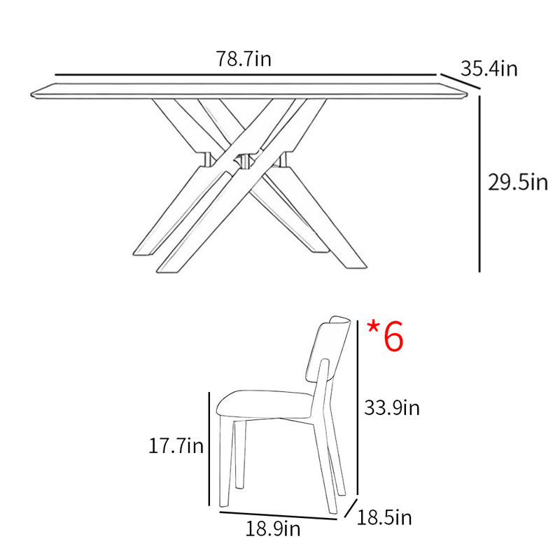 Ensembles de tables de salle à manger modernes et simples, H 29,5 po x L 78,7 po x l 35,4 po