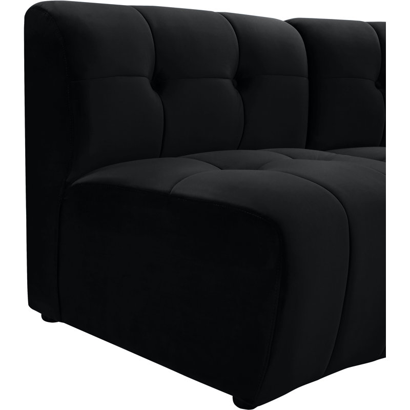 Jedson Velvet Sectional Symmetrical, Black Velvet