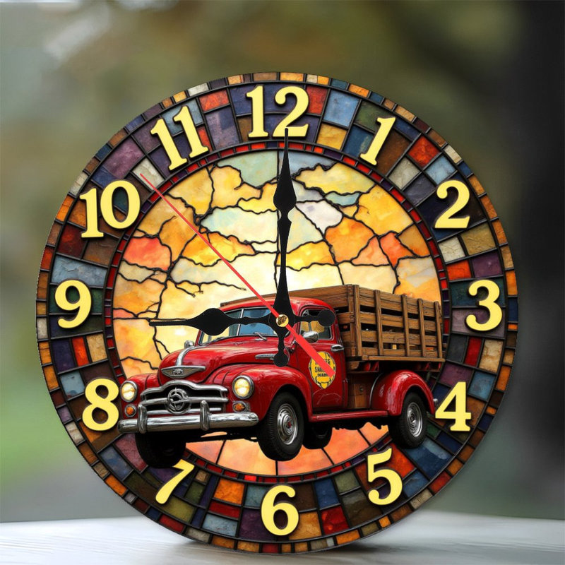 Horloge murale 10 po en MDF rond avec mouvement à quartz silencieux et crochet sans perceuse (piles AA non incluses)