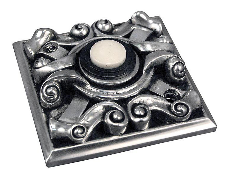 Sforza Push Button Doorbell, Antique Silver