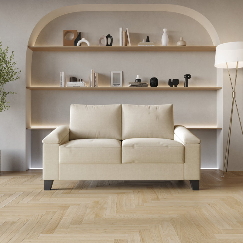 Causeuse de réception en tissu 57,87 po Jacqualyn, Beige