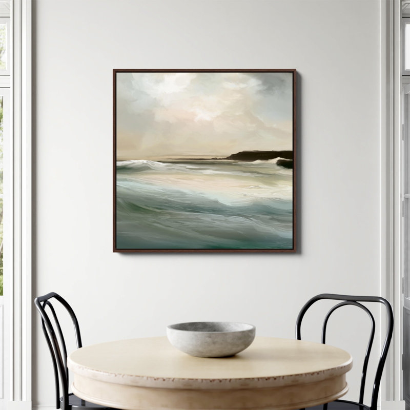 Impression Sennen Cove par Dan Hobday, Non, H 36 po x l 36 po, Toile encadrée noyer flottant
