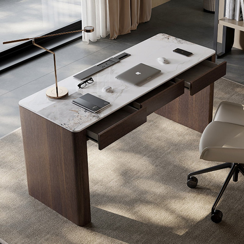 Bureau à 3 tiroirs Smoky Wood, H 29,53 po x l 62,99 po x P 23,62 po