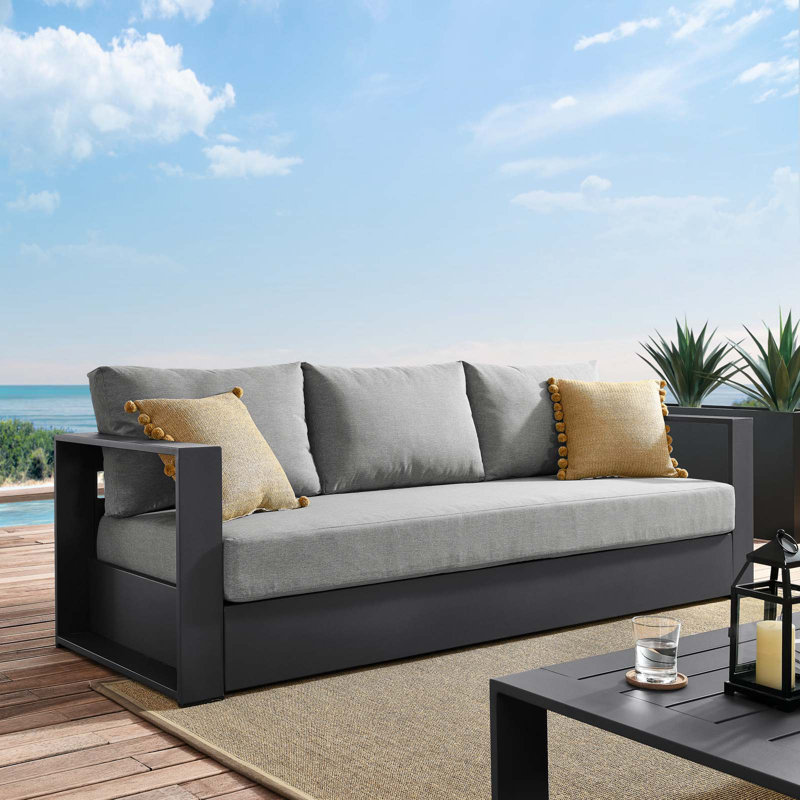  Canapé d'extérieur en aluminium thermolaqué Tahoe, Gris, Gris