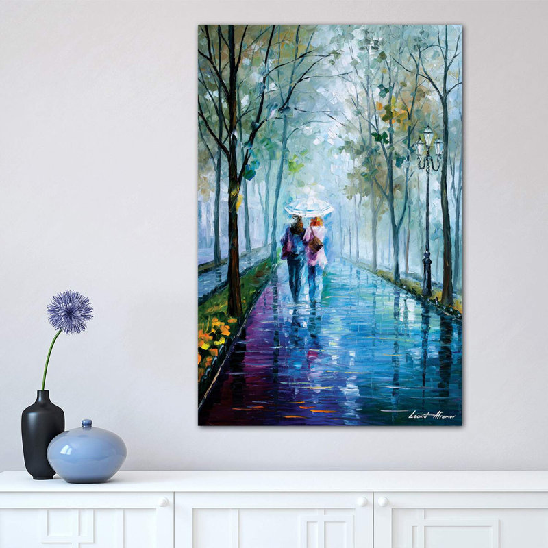 Reproduction d’art sur toile tendue, "promenade brumeuse" par Leonid Afremov, H 26 po x l 18 po x P 1,5 po, Toile tendue