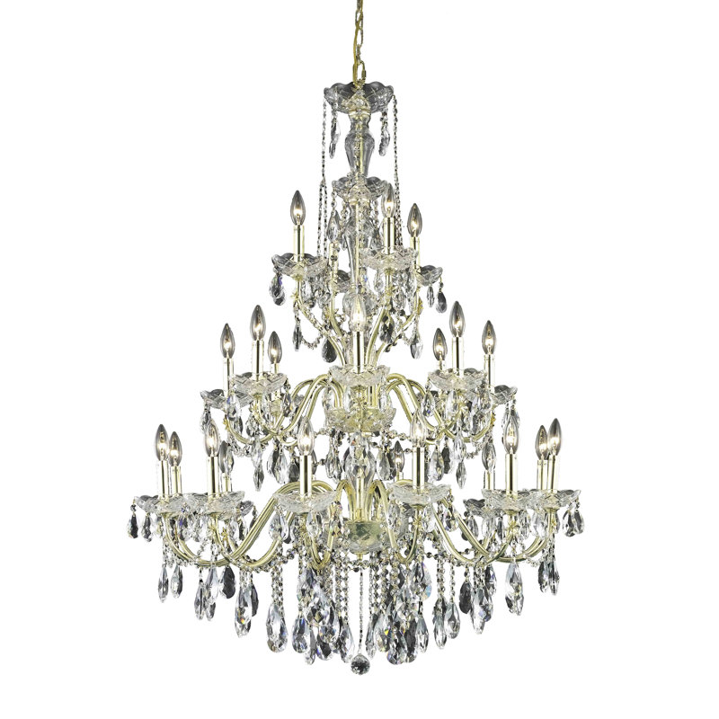 Dagmar 24 - Light Glass Dimmable Tiered Chandelier, Royal Cut, Gold