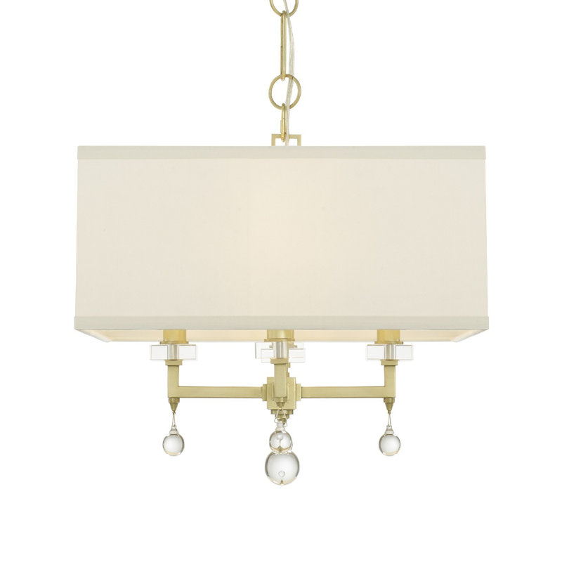 Lustre unique à 4 lumières avec accents de cristal, Or antique