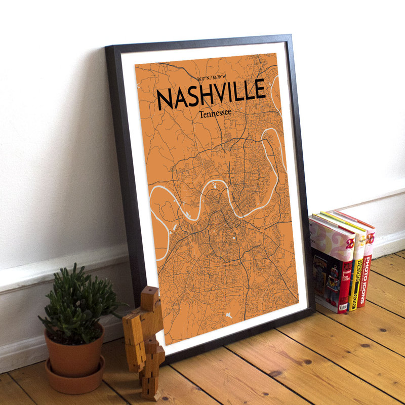 Nashville City Map - No Frame Print, 43cm H x 28cm W x 0.13cm D