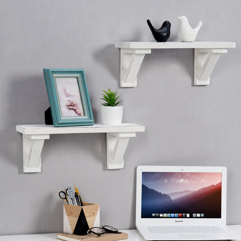 2 Piece Solid Wood Bracket Shelf