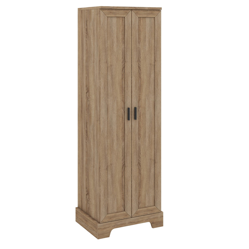 Armoire de rangement / Armoires-garde-manger, grande bibliothèque en bois avec deux portes et tablettes réglables, Brun