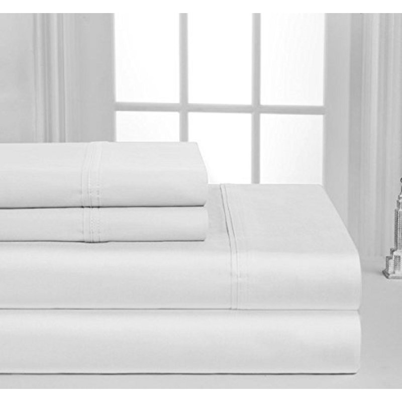 100% Cotton Sheet Set, White, Twin Sheet Set with 1 Pillowcase