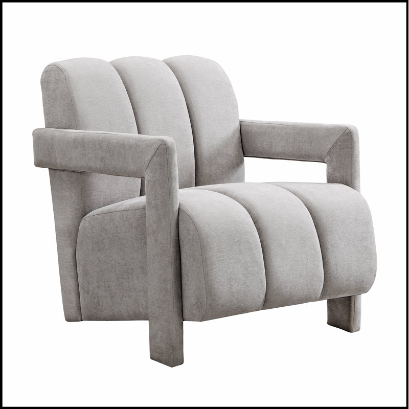 Fauteuil de loisir moderne 26,3 po avec accoudoirs en forme de L et tissu en polyester pour un confort ultime, Gris