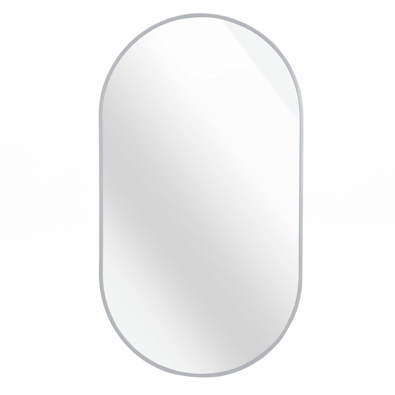 Miroir ovale en métal, Argent argent, H 33 po x l 20 po