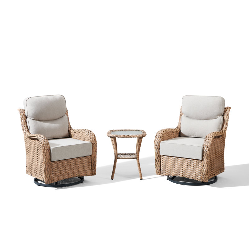 Chaise berçante et pivotante avec coussins 3 pièces Wickes, Beige, Yellow