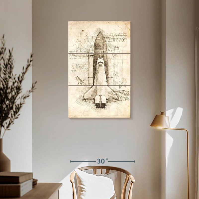 Oberle Space Shuttle Blueprint, 57" H x 36" W