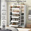 Armoire de rangement moderne pour chaussures et sacs à main à DEL avec 5 tiroirs et 12 tablettes, range-chaussures pour garde-robe, vestibule