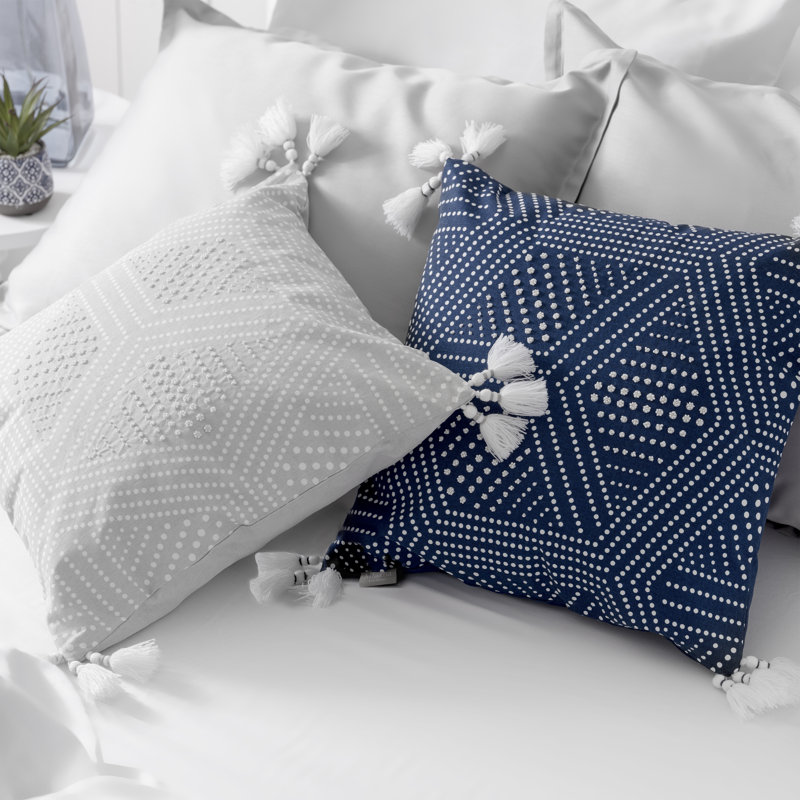 Housse de coussin décoratif géométrique en coton Piper, Très gris