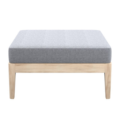 Jurgen Acacia Outdoor 30" Ottoman Coffee Table with Cushion