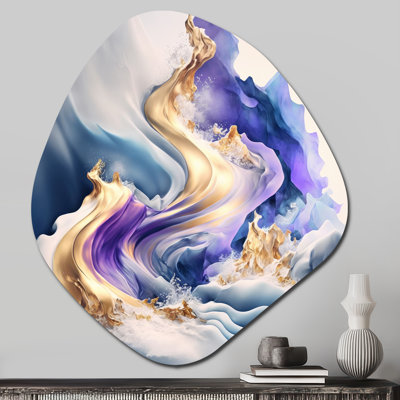 Vittorio - Abstract Spirals Asymmetrical Metal Wall Art, Blue Freeform Metal Art Print
